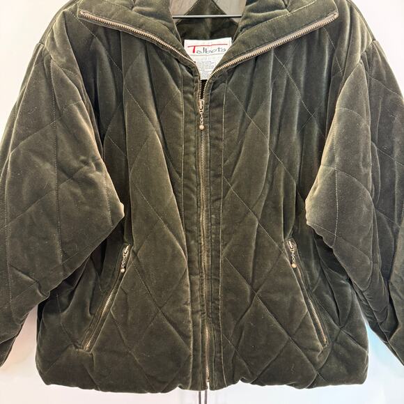 Y2K Talbots Velour Jacket XS Velvet Green Quilted Puffer Vintage - Picture 2 of 14